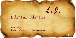 Létai Júlia névjegykártya